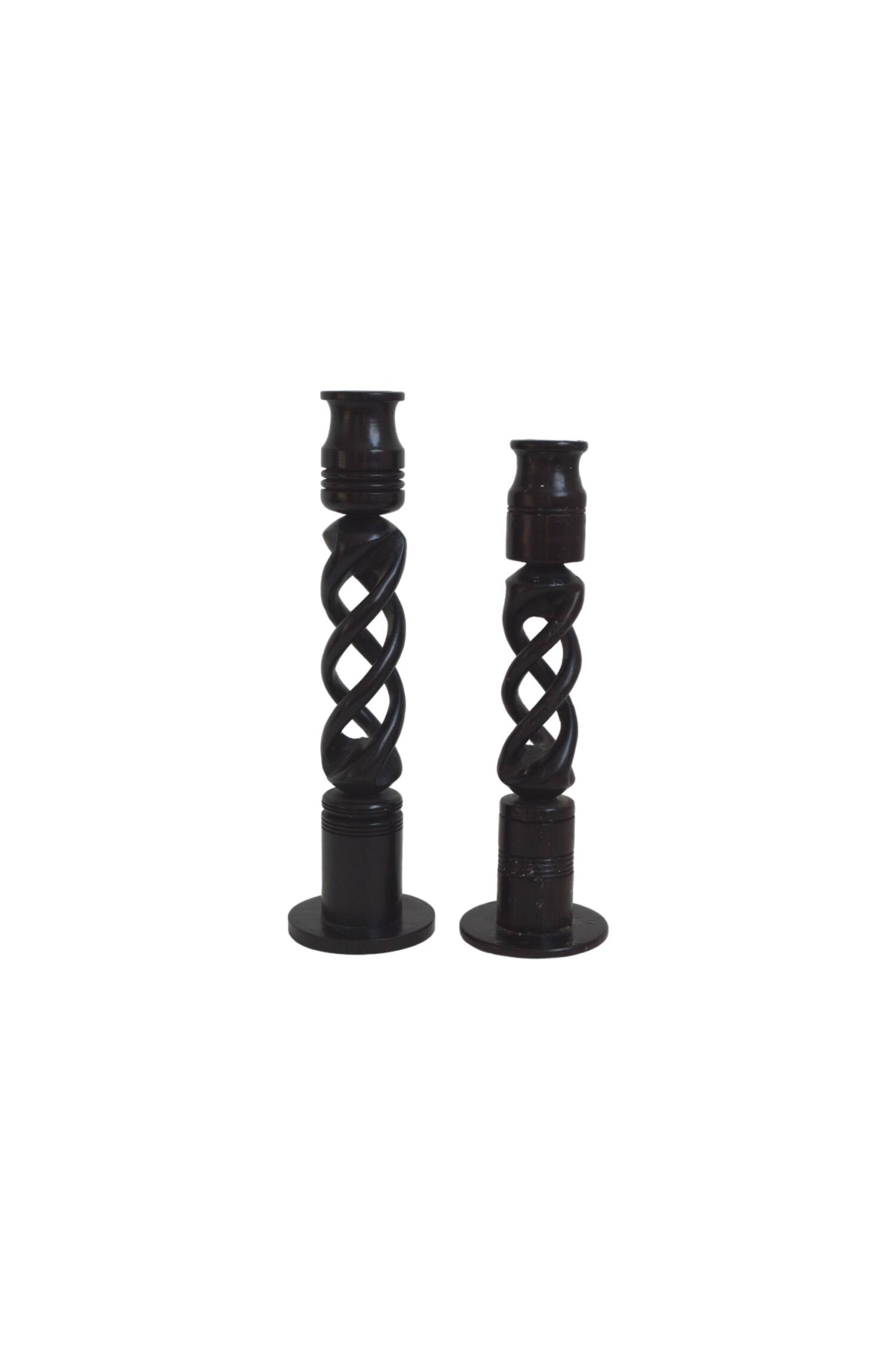 Twisted ebony candle holder