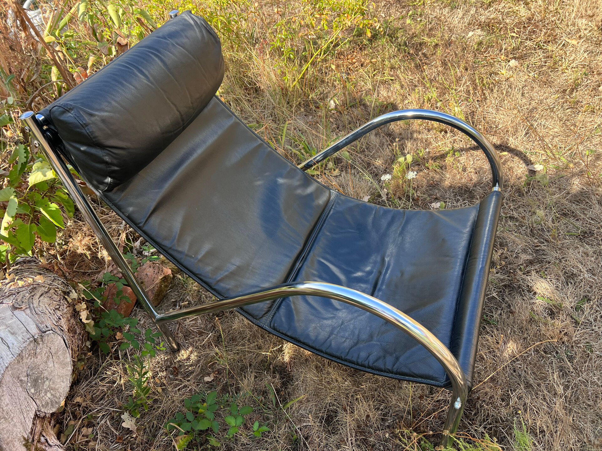 Fauteuil années 1980 Cuir et Chrome