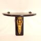 Corner wall lamp console with a golden cast iron djinn