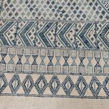 Traditional white and blue margoum carpet woven hands in pure wool