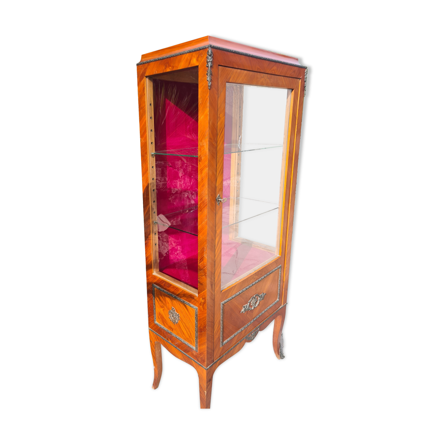 Marquetry showcase Louis XV style twentieth century