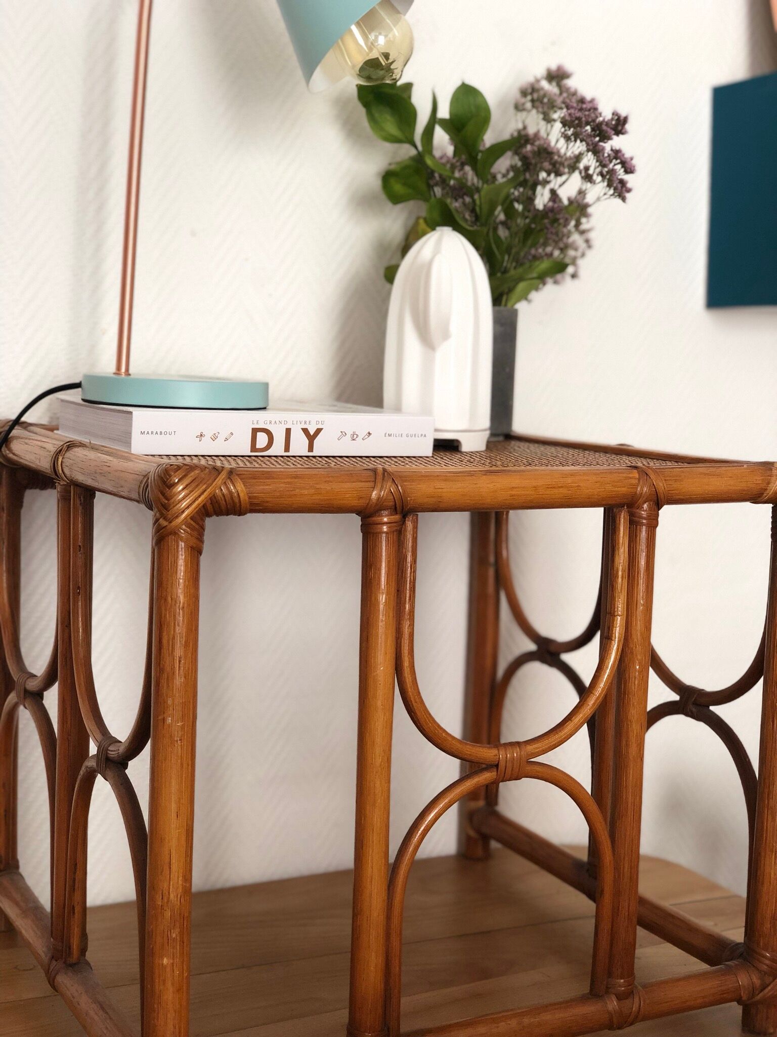 Rattan and bamboo coffee table