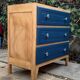 Commode art déco bois brut et bleu 1940