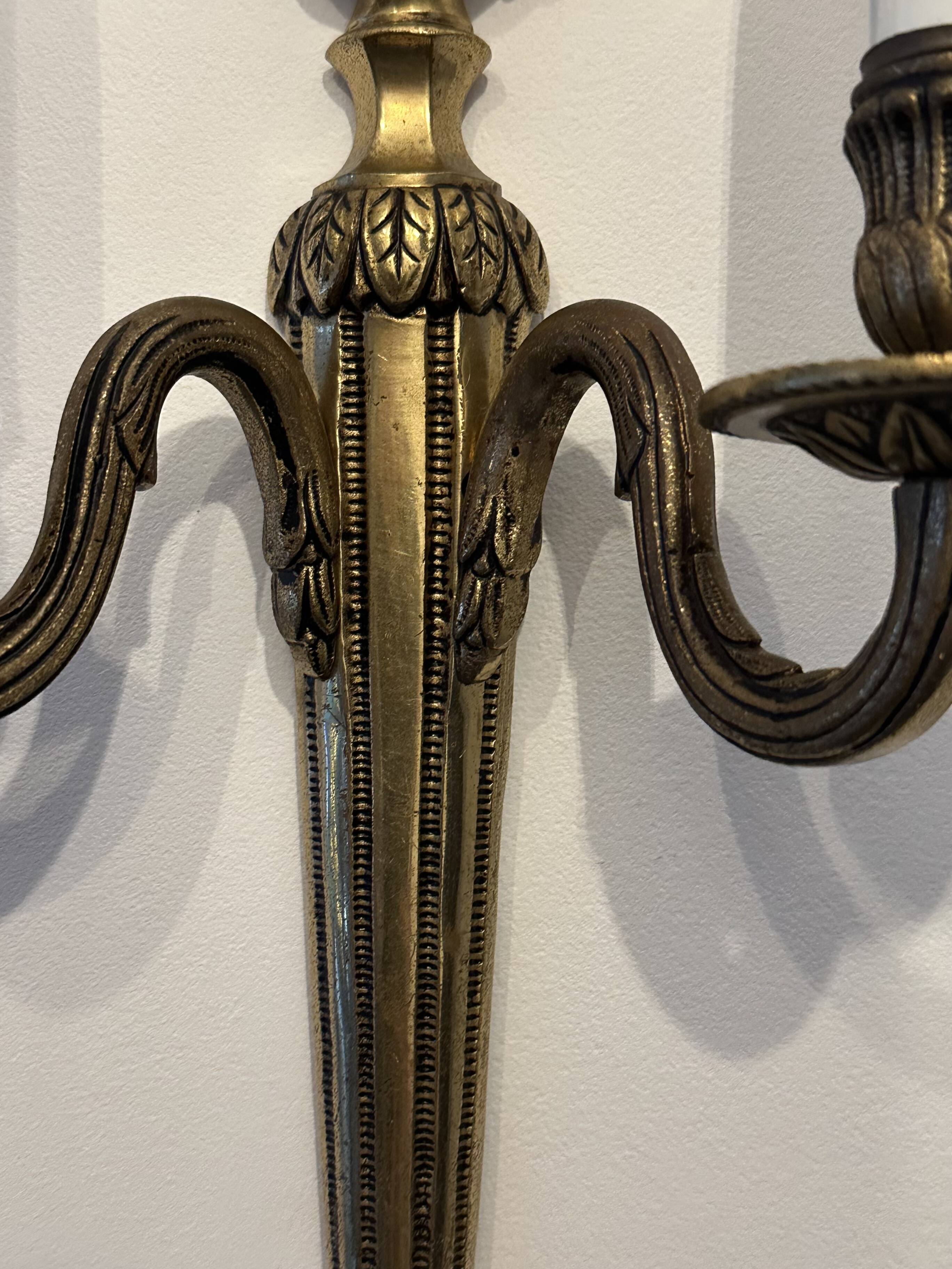 Pair of mid-19th century brass tassel sconces