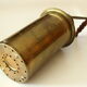 Decorative brass and glass oil lamp, wind light with wooden handle, vintage from the 1970s