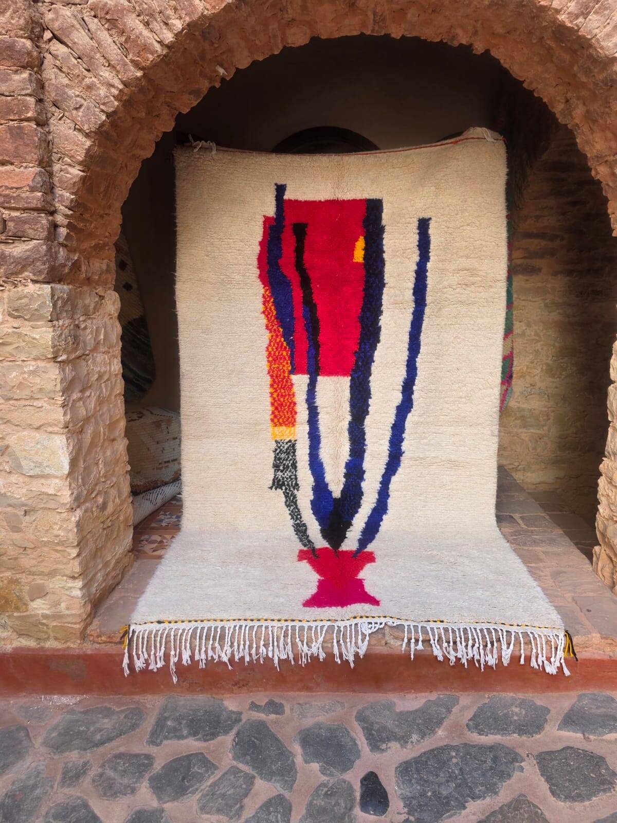 Azilal Wool Rug, White, 250 x 155 cm