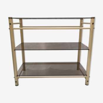 Beige metal console and smoked tempered glass Yves Boutboul