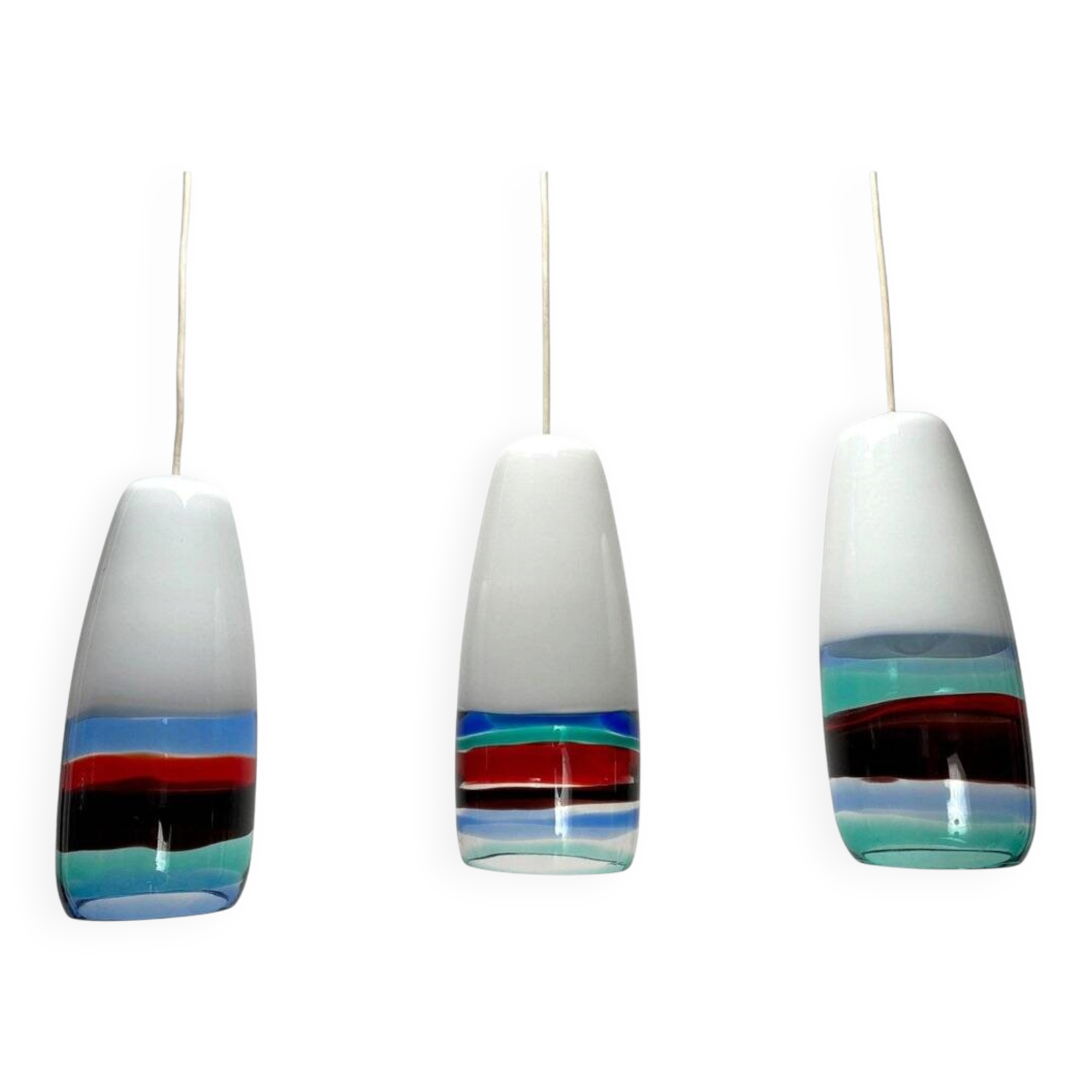 Multicolor Mod. 4035 Pendants attributed to Massimo Vignelli for Venini, Italy, 1950s, Set of 3