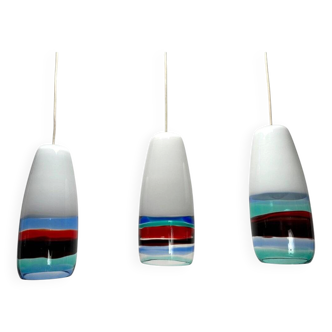 Multicolor Mod. 4035 Pendants attributed to Massimo Vignelli for Venini, Italy, 1950s, Set of 3