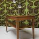 Teak serving table with casters, 1970s