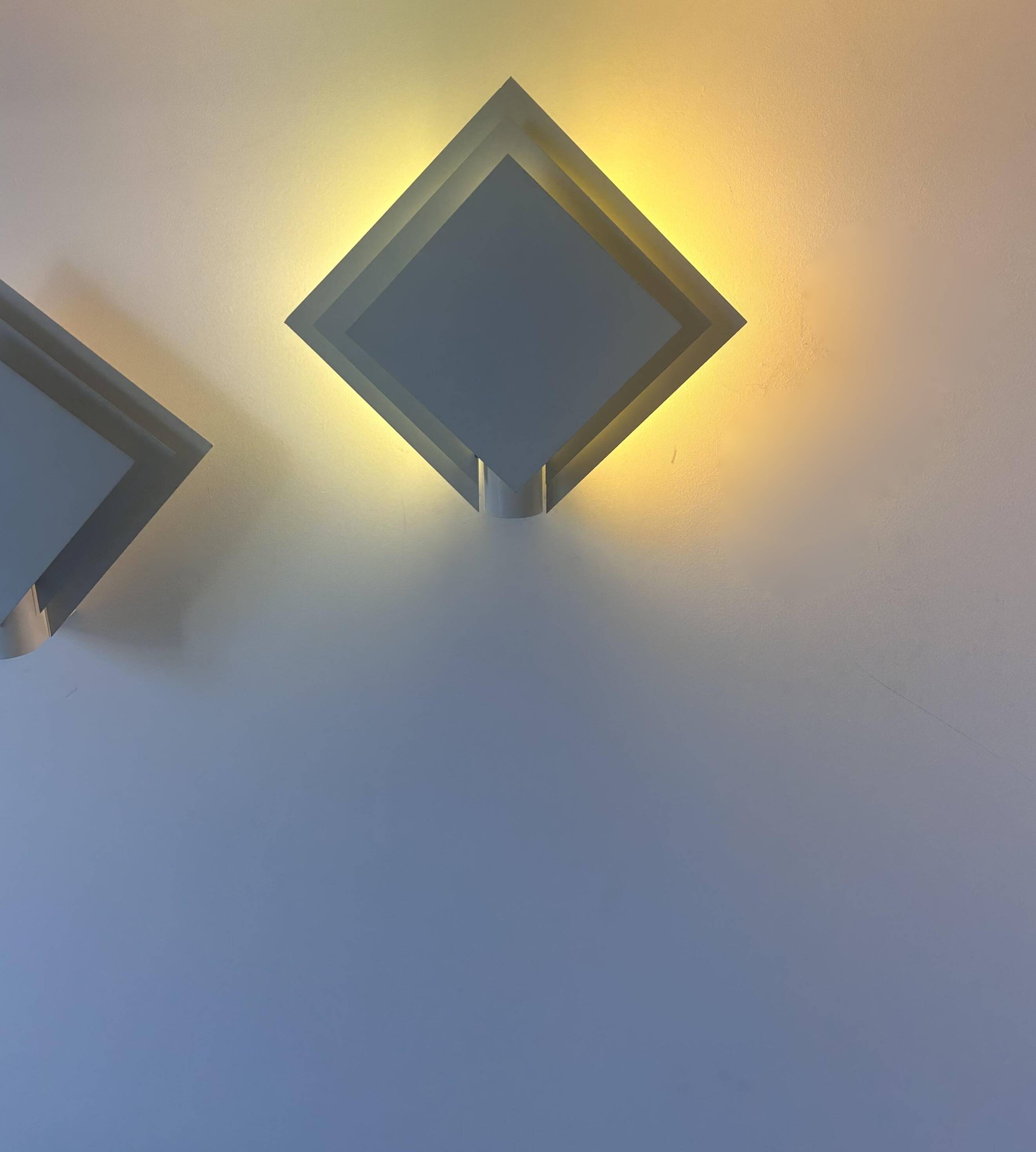 Pair of vintage wall lights, white lacquered metal, Netherlands 1970s