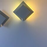 Pair of vintage wall lights, white lacquered metal, Netherlands 1970s