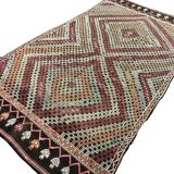 Geometric Handwoven Bohemian Kilim Rug