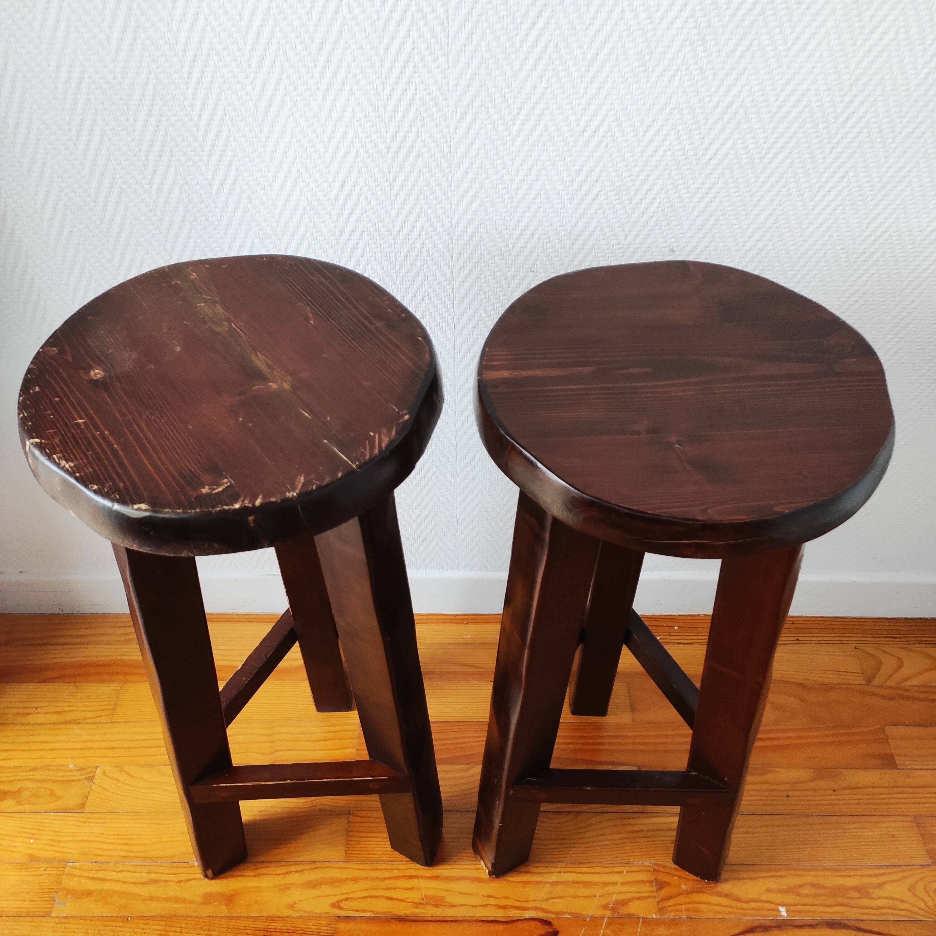 Pair of vintage brutalist bar stools