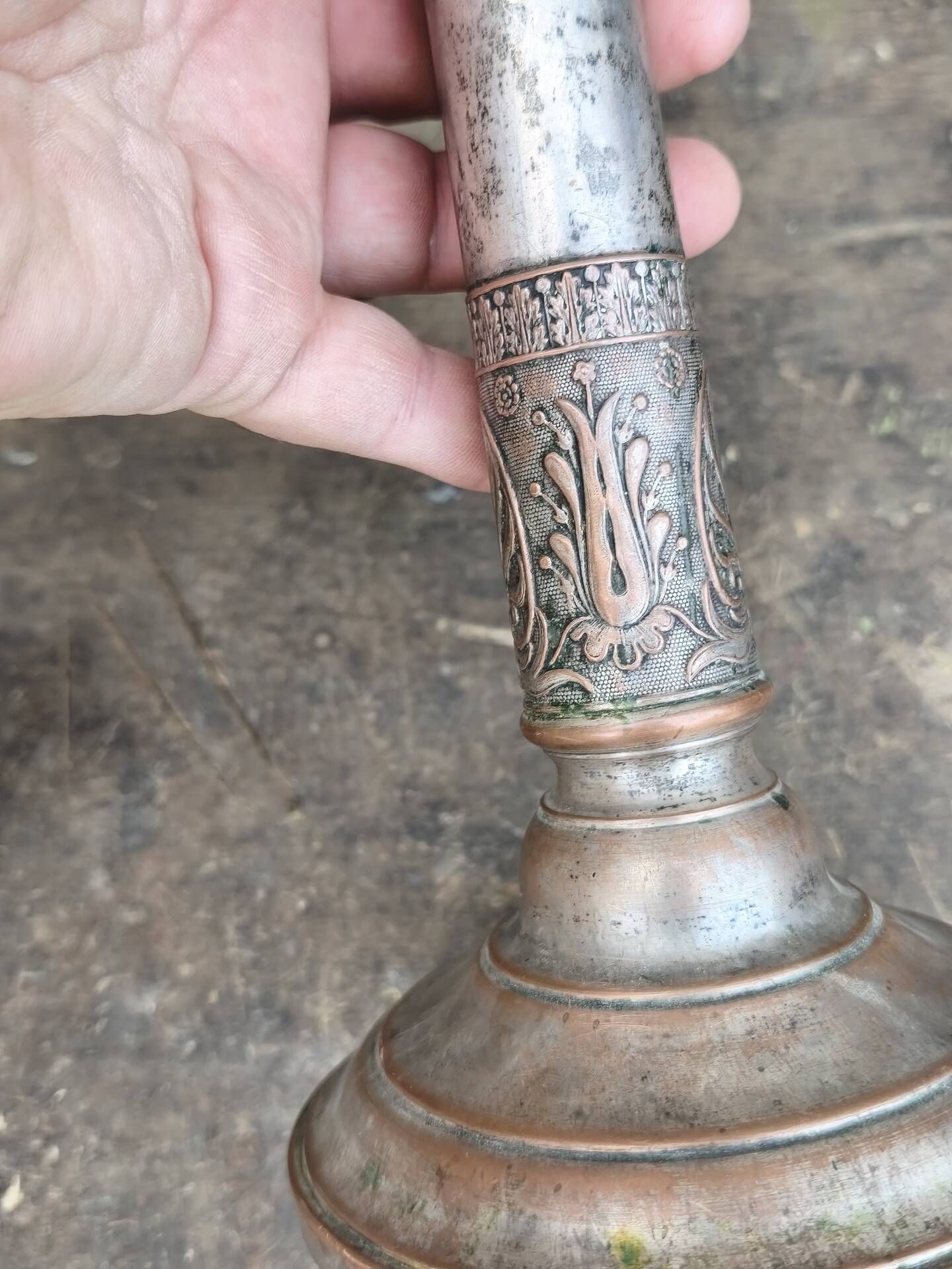 Pair of 19th-century copper candlesticks