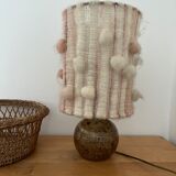 Stoneware lamp and lampshade in vintage wool