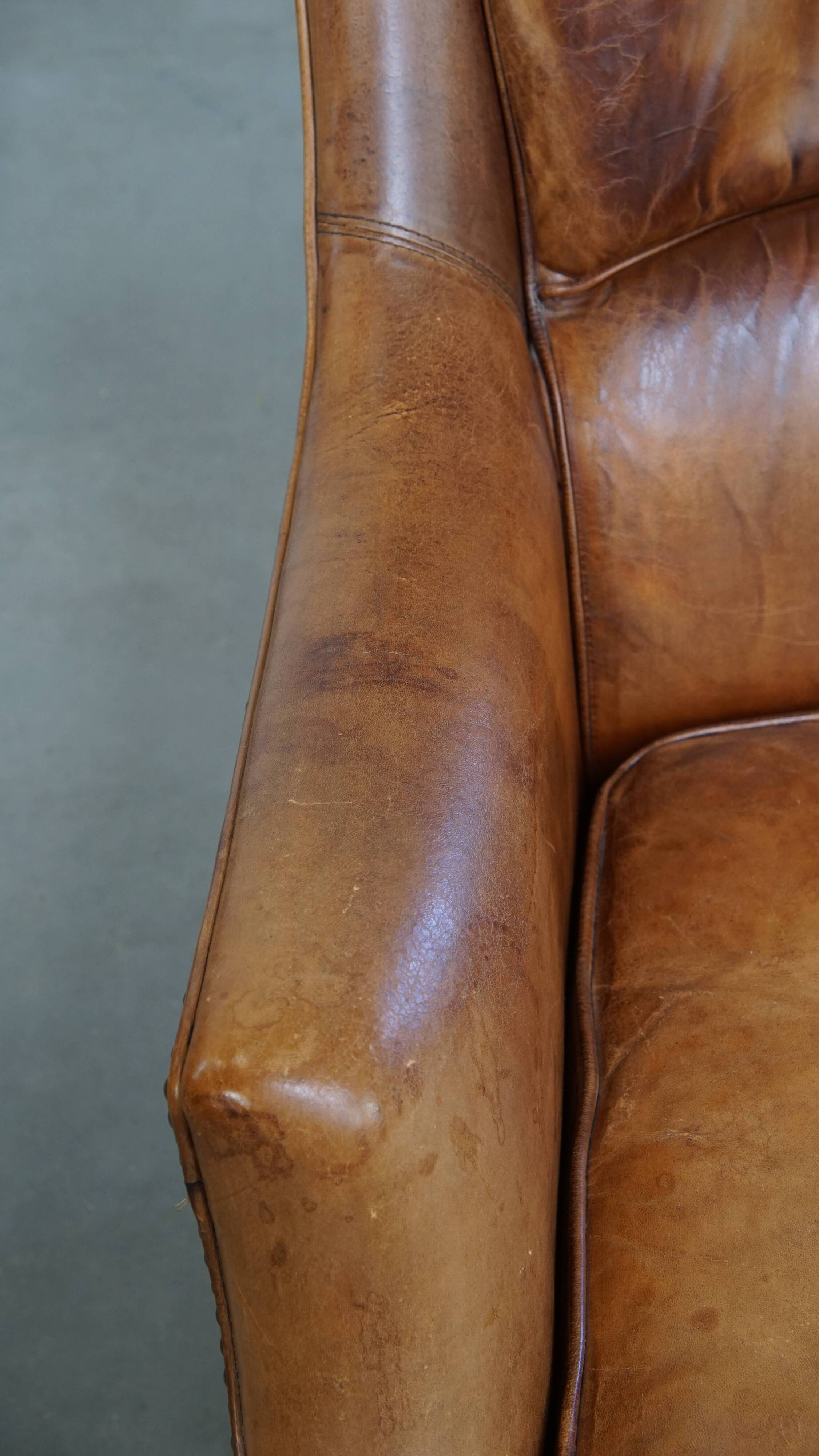 Vintage Armchair Made of Sheepskin Leather