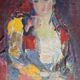 Seated woman, 20th century, signed FORVEILLE on the reverse, oil on canvas, 65 x 54 cm, unframed