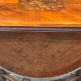 Center table decorated with marquetry of leaves and flowers in Louis XVI style, 19th century period