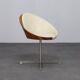 Mid-century modern round chair in teak, leather and steel, 1960s