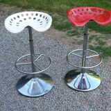 Pair of Etienne Fermigier designer stools, Mirima mower model, publisher