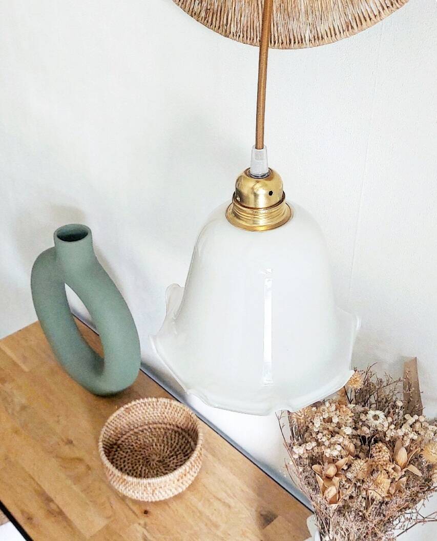 Vintage opaline portable lamp