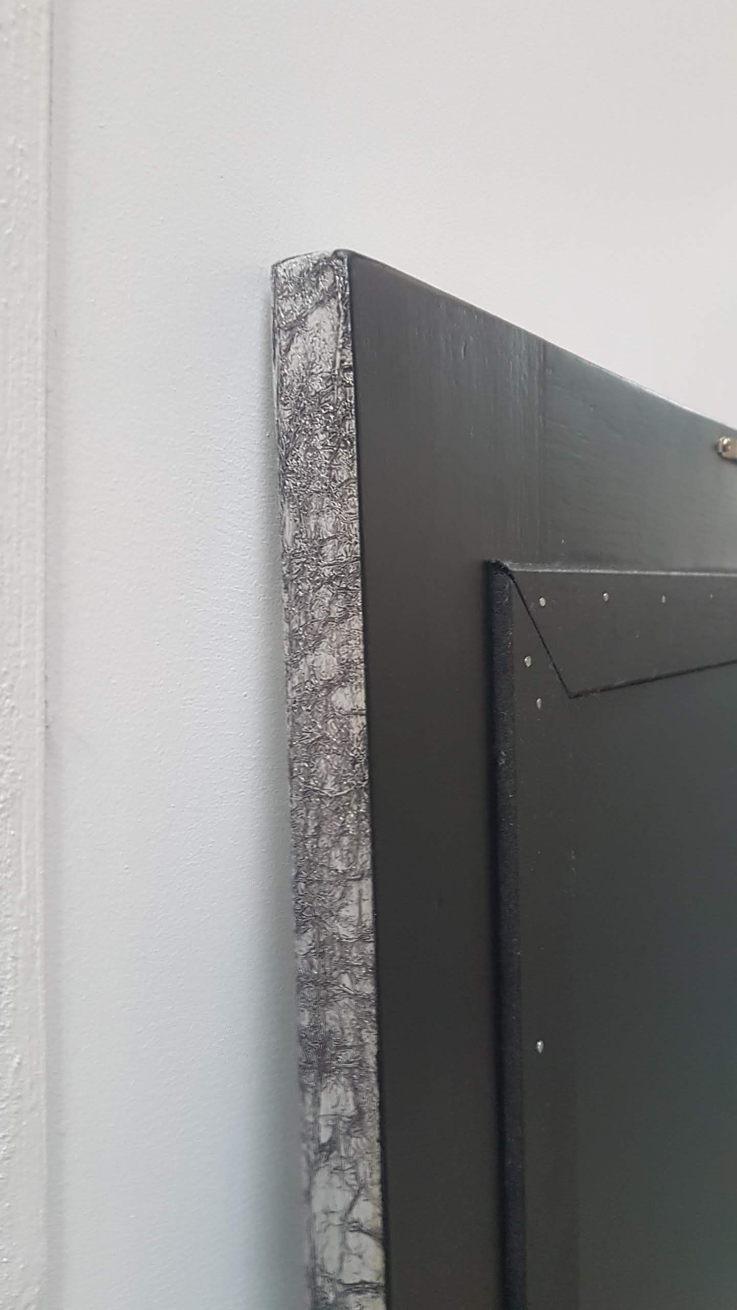 Antique mirror beveled restyled silver patinated black 58x159cm