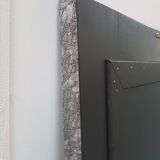 Antique mirror beveled restyled silver patinated black 58x159cm