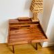 Desk, writing desk in solid rosewood and studded leather, 20th century.