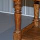 Victorian writing desk or console from 1880 in satin wood and marble.