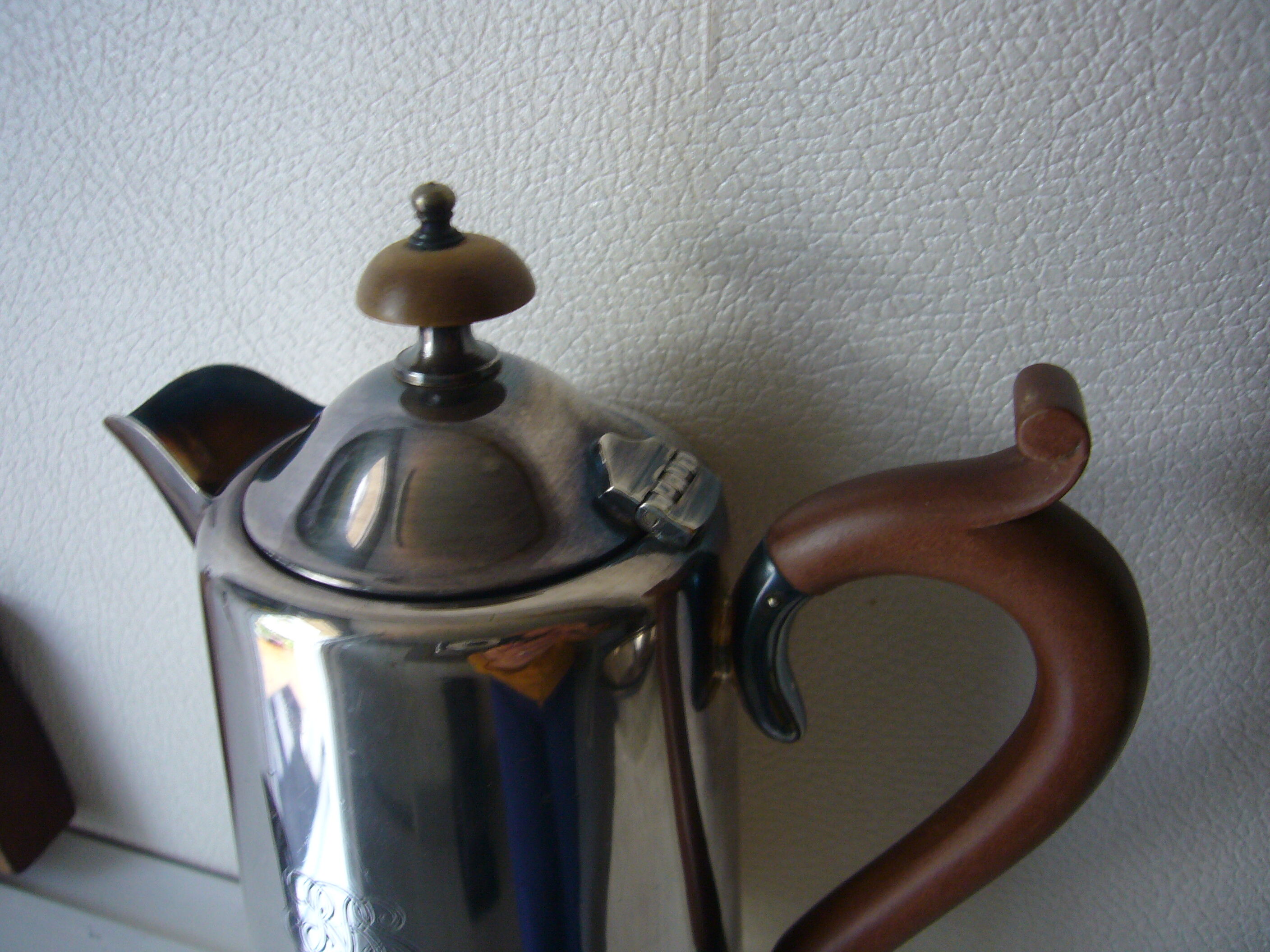 Silver metal teapot or coffee maker