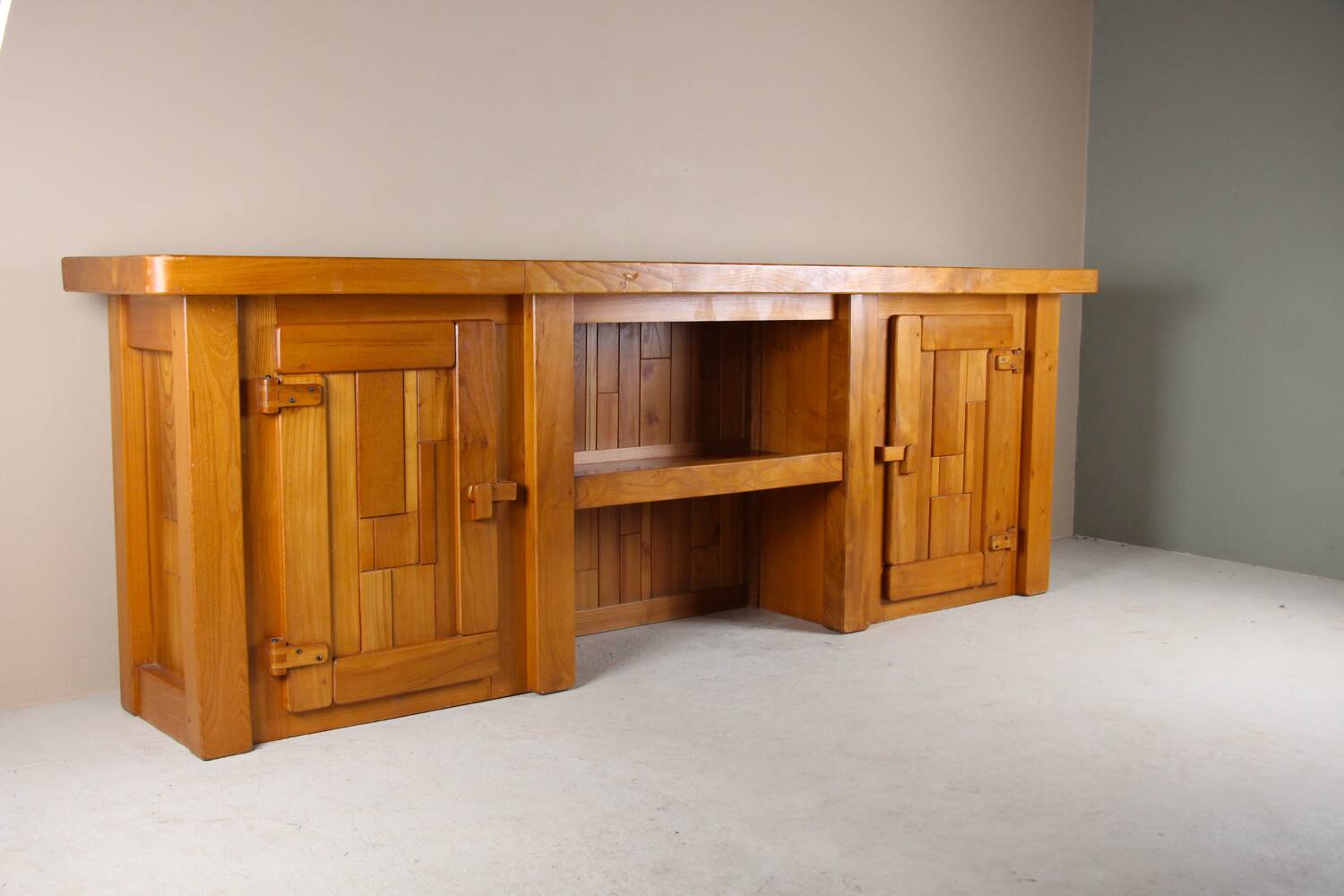 Brutalist grand buffet in solid elm