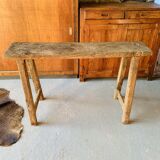 Primitive raw wood console