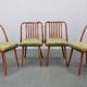Set of four 1960s Šuman mid-century beech dining chairs, restored upholstery
