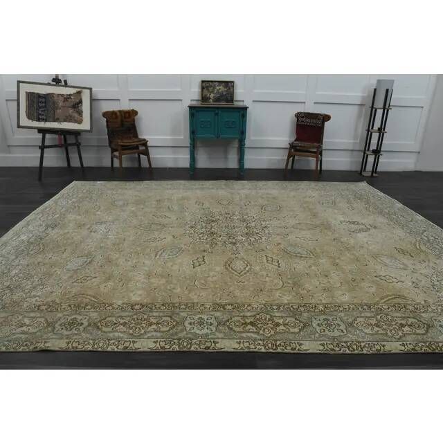 1970s Vintage Persian Handknotted Wool Brown Oversize Area Rug 288x385