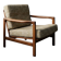 Fauteuil vintage en tissu chiné beige moutarde et olive, Pologne 1960