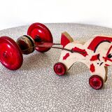 Horse harness and bell, antique wooden toy