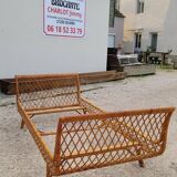 Vintage rattan daybed in basket shape - 1950s