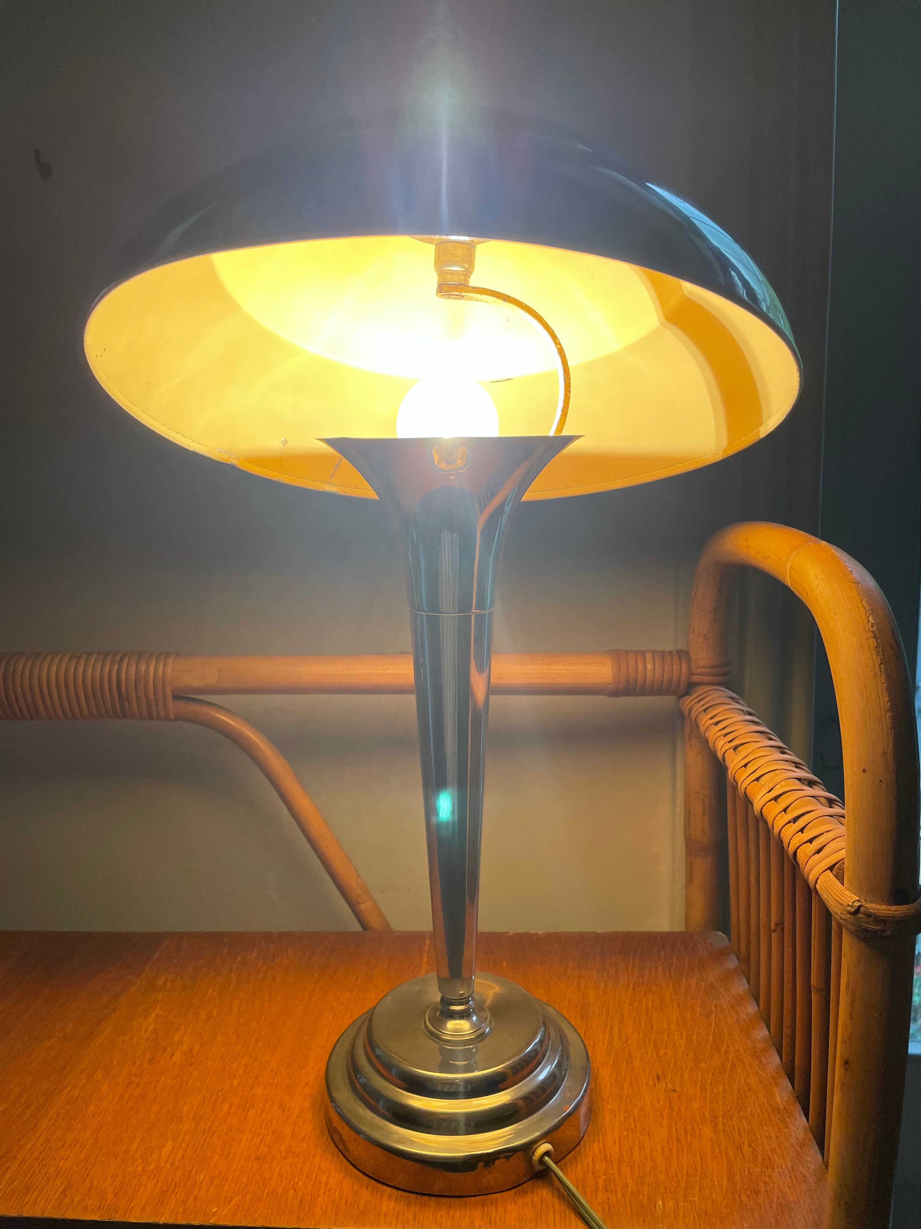 Art deco chrome mushroom lamp