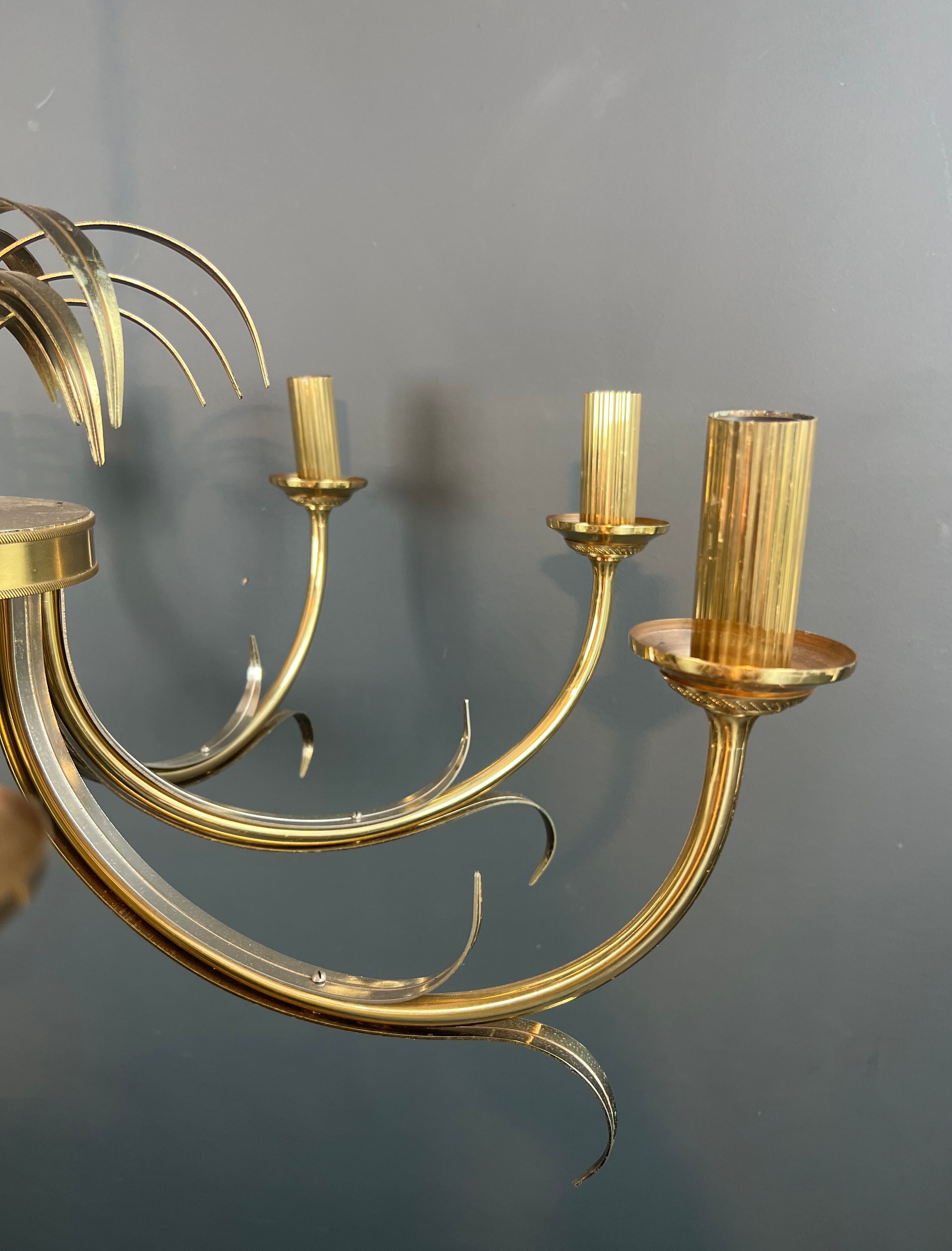 Brushed metal and gold metal pineapple chandelier