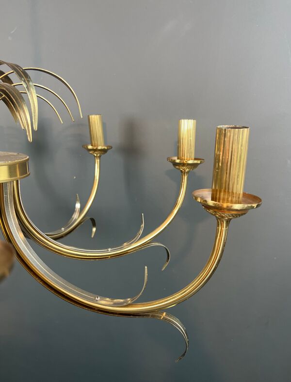 Lustre ananas en métal brossé et métal doré