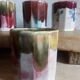 Six old yoghurt pots in enamelled porcelain