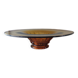 Large Amber Art Deco Glass Bowl