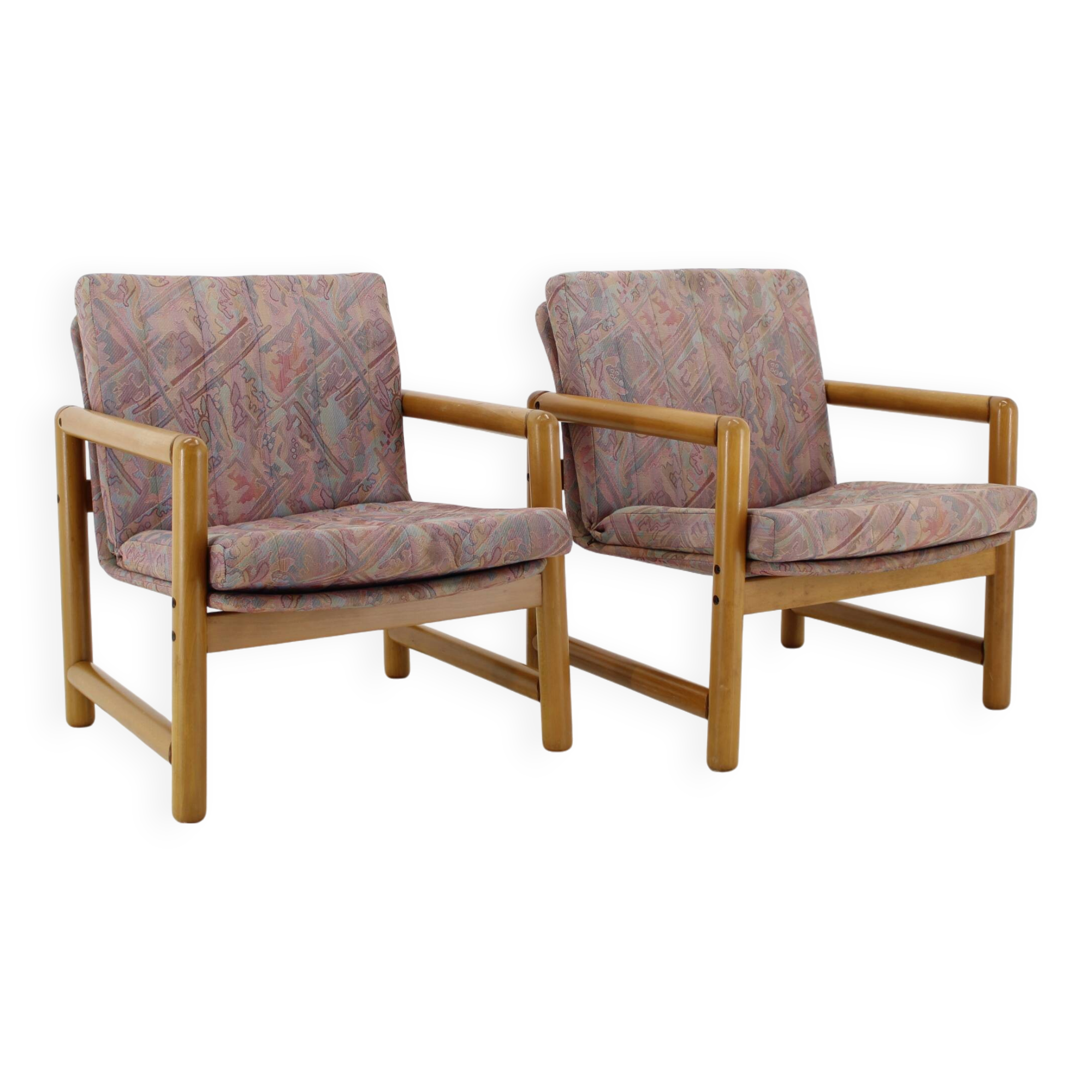 1970s Pair of Beech Armchairs and Coffee Table  by TON, Czechoslovakia