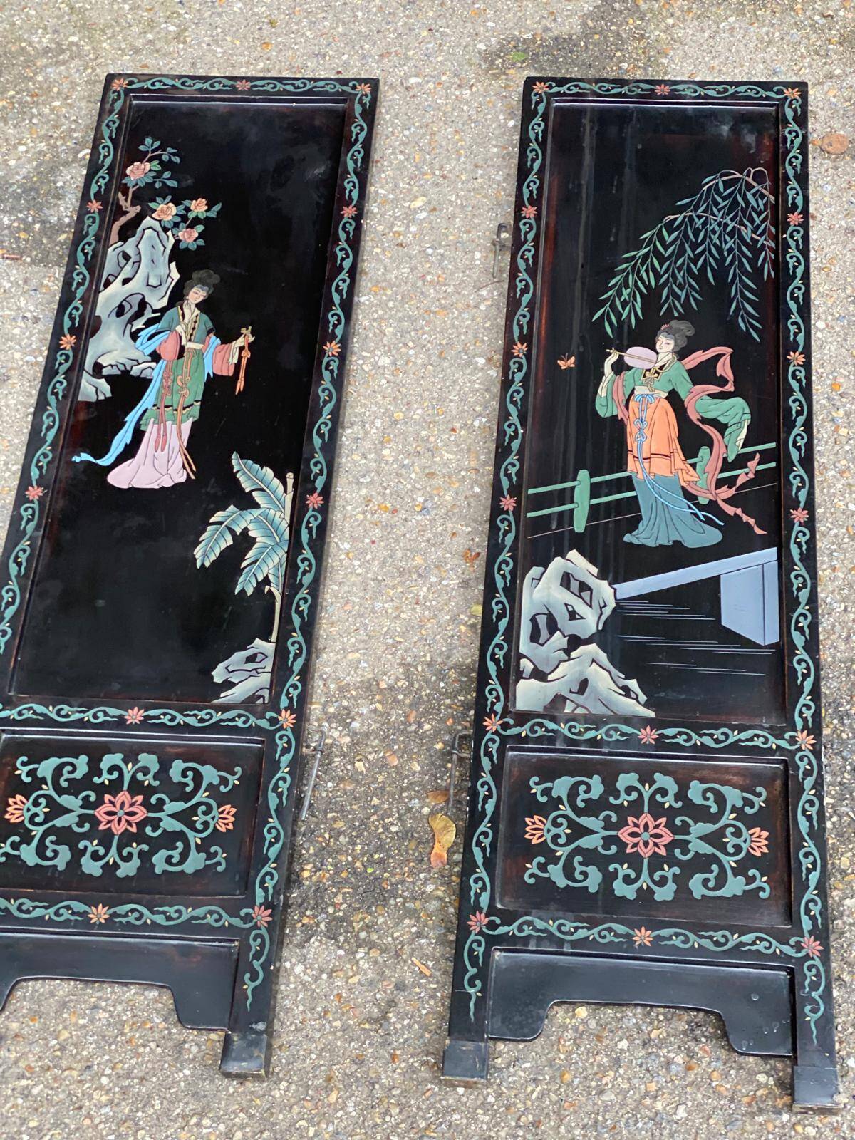 3 tableaux asiatiques en bois massif
