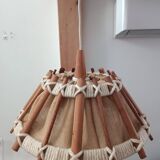 Hanging lamp with wood and cord from the 1990s.