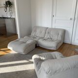 Modular sofa with 3 armchairs and pouf
