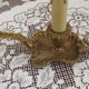 Paire de lampes candélabres vintage en bronze avec abat-jours en tissu plissé, France