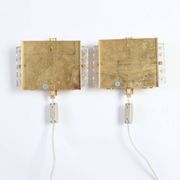 HANS-AGNE JAKOBSSON. Pair of wall lights, glass/brass
