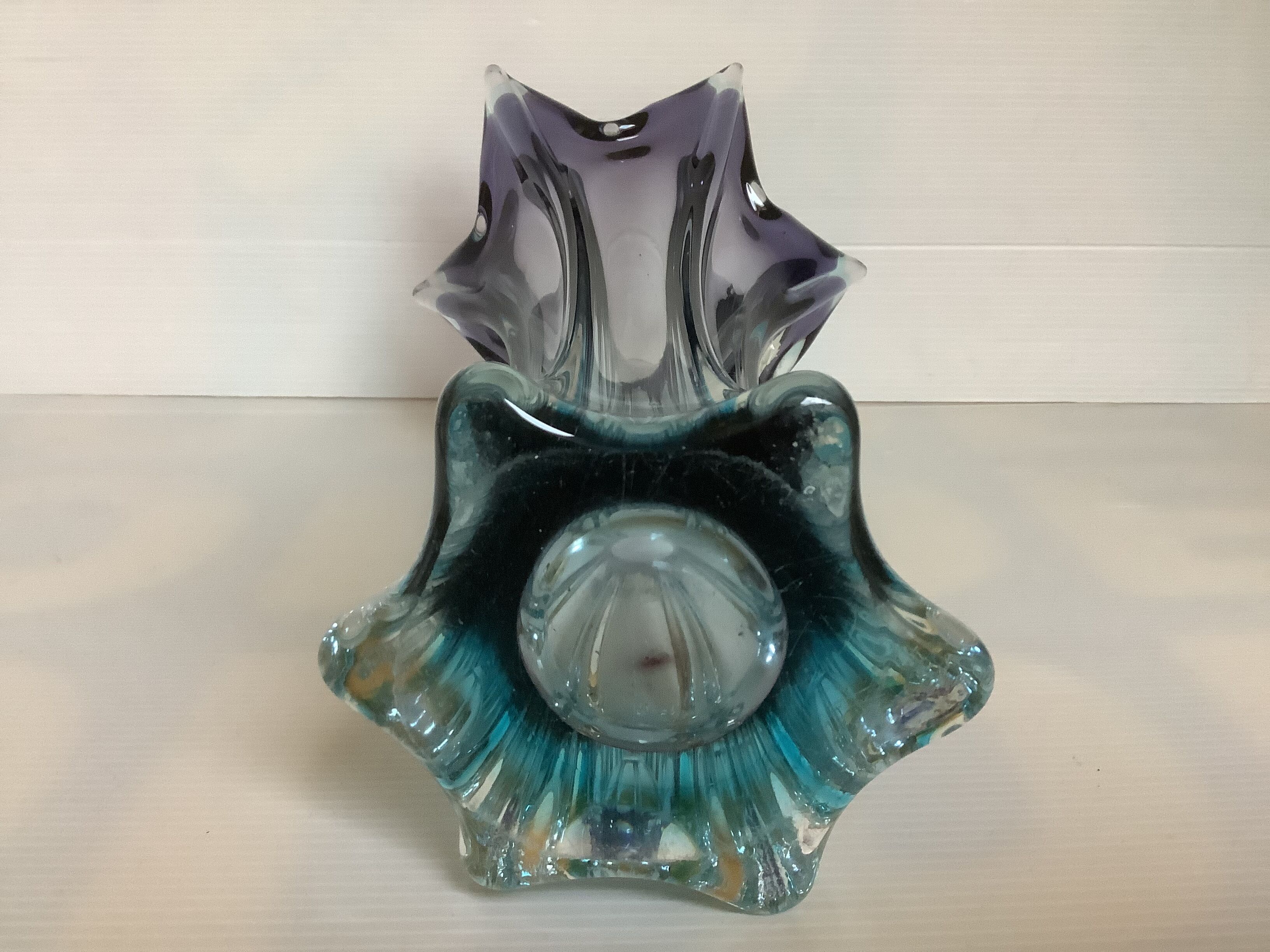 Vase flower star glass Murano bicolor